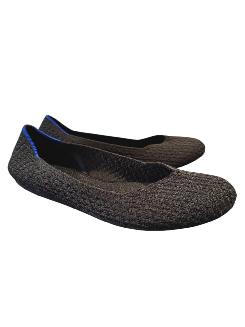 Rothy’s Black Honeycomb Knit Flats Size 7 Round Toe Washable Comfort